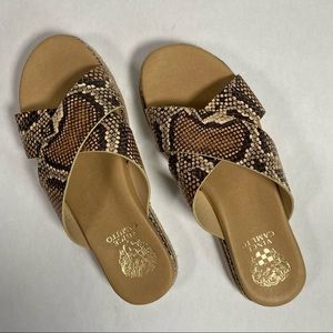 Vince Camuto snake print slide sandals